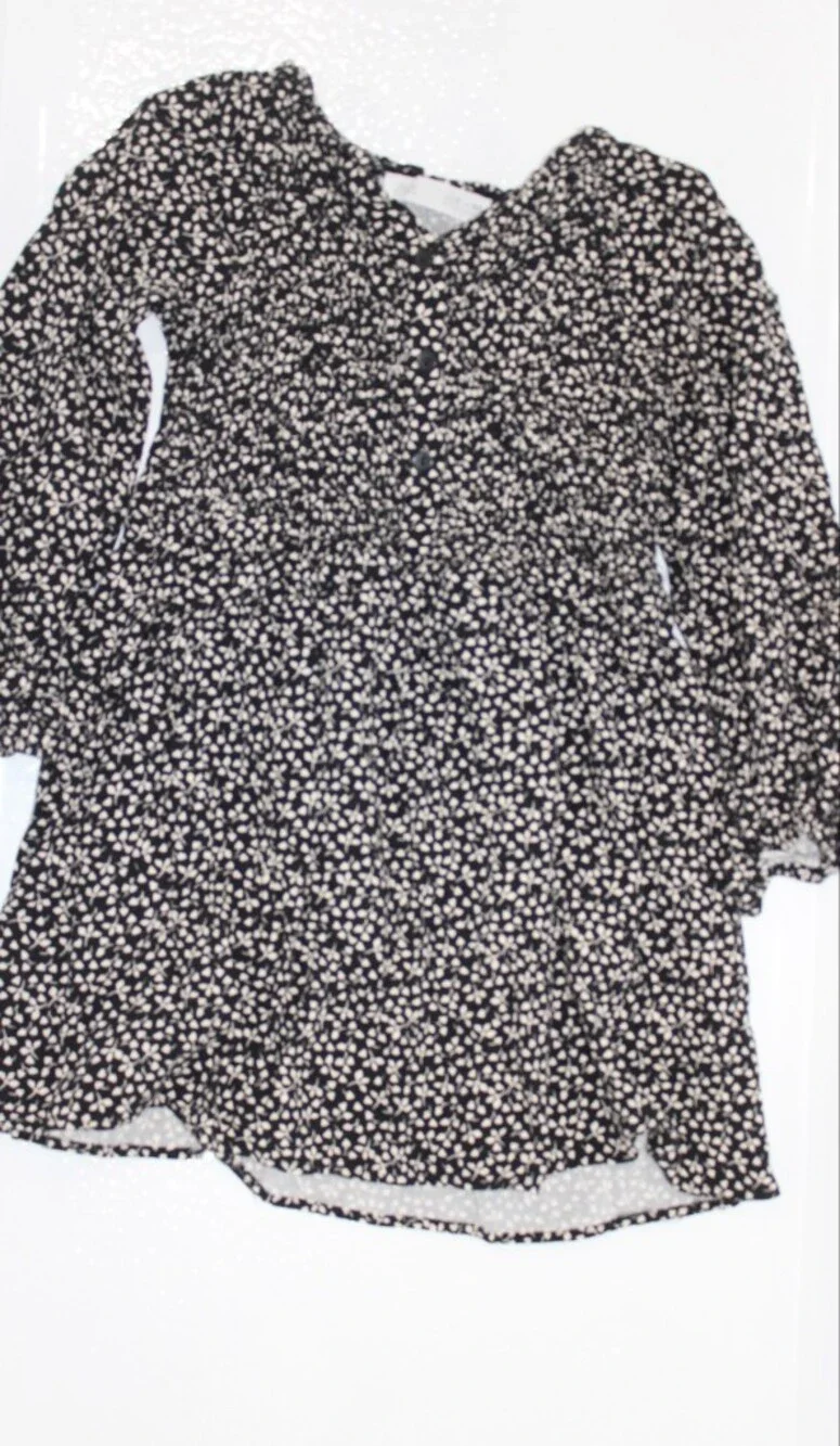 Zara Black and White Floral Casual Girls' Dress